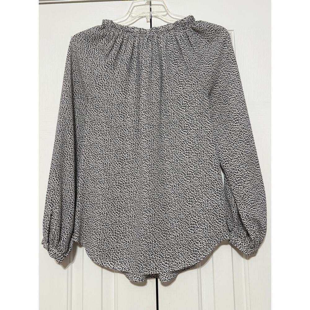 Ann Taylor Off-White and Black Speckled Print Blouse, Size M - Picture 2 of 6